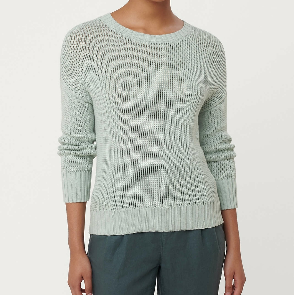 LOFT round neck soft knit relaxed fit sweater, medium, green